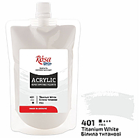 Фарба акрилова біла ROSA Studio (білила титанові) №401 200мл