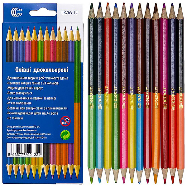 Кольорові олівці 24 кольори "Two-color" "С"