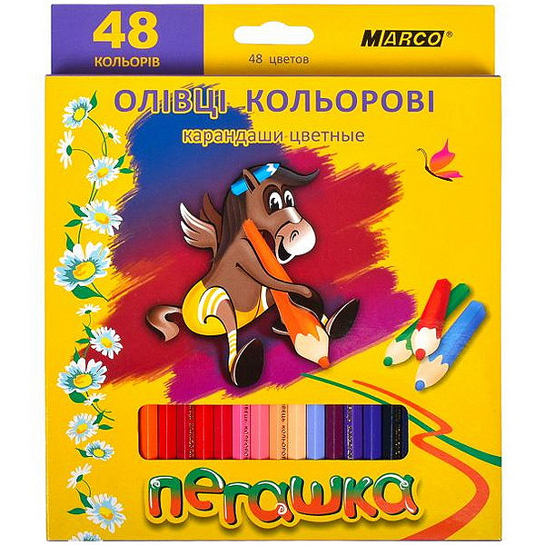 Кольорові олівці 48 кольорів Marco 1010-48CB Пєгашка