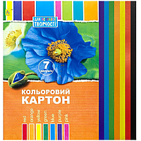 Цветной картон 7 листов А4 "Коленкор" CK7L