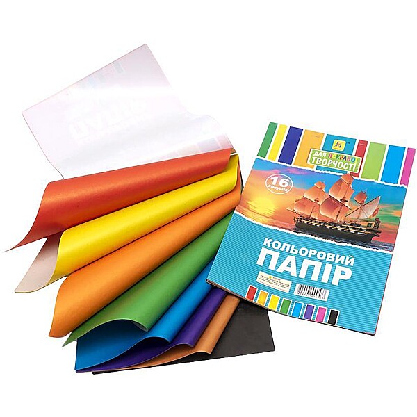 Кольоровий папір А4 "Коленкор" 16 аркушів 000563