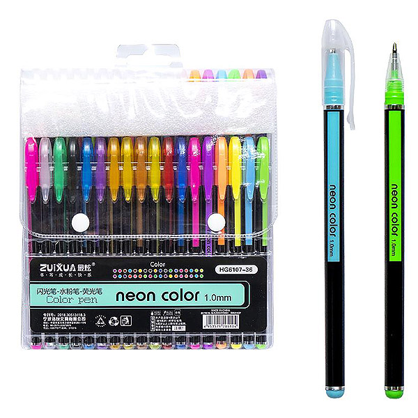 Набір гелевих ручок 36 кольорів Neon color HG6107-36