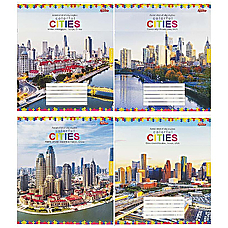 Зошит шкільний 36 аркушів клітинка серія "Барвисті міста"