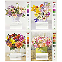 Зошит шкільний 36 аркушів клітинка серія "Квіти - палітра кольорів"