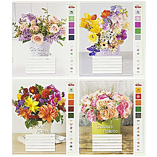 Зошит шкільний 36 аркушів клітинка серія "Квіти - палітра кольорів"